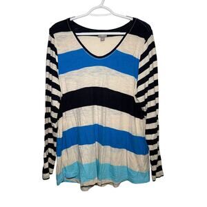 J Jill striped long sleeve‎ modal shirt womens XL coastal sailer casual beachy